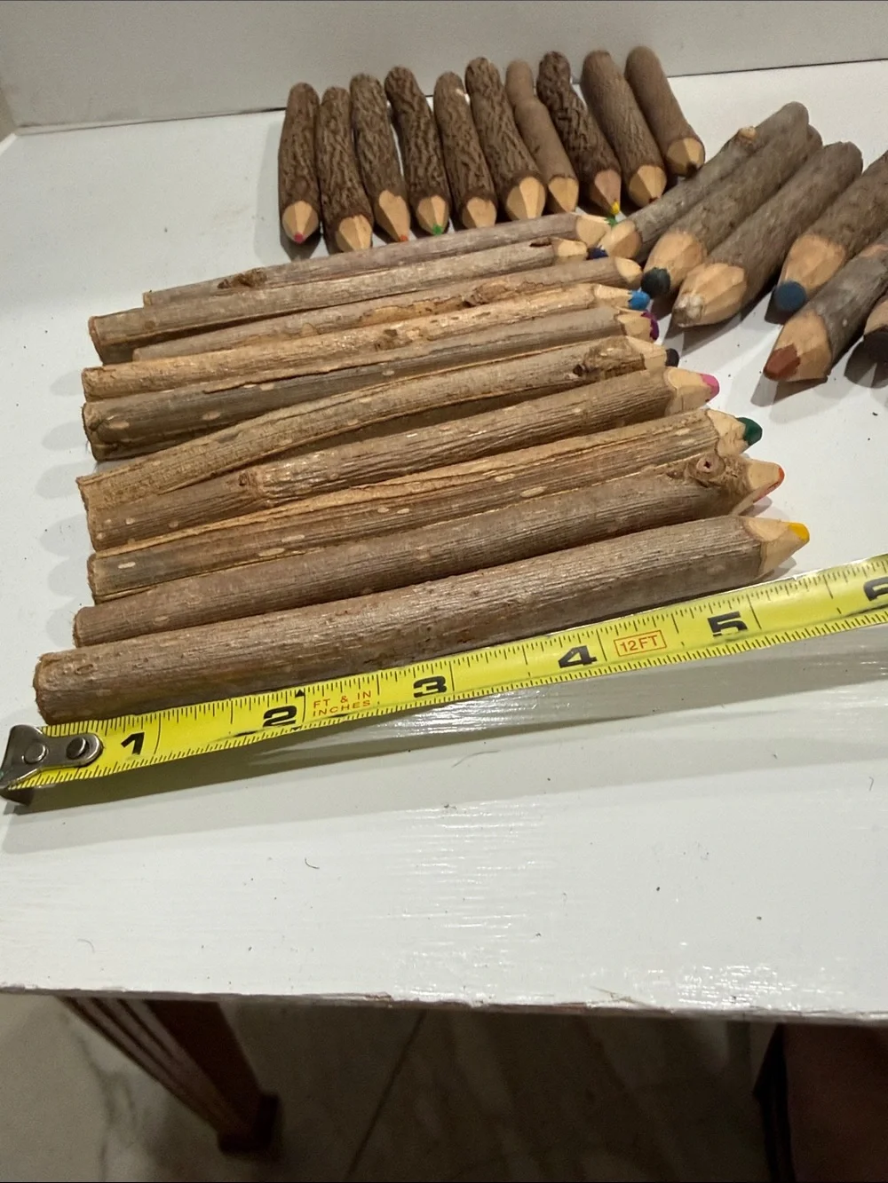 Rustic Bark Colored Pencil Set - Brown Natural Twigs Finish 33 Count